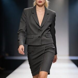 Yaya Pinstripe Blazer and Skirt suit in size 42 (L)